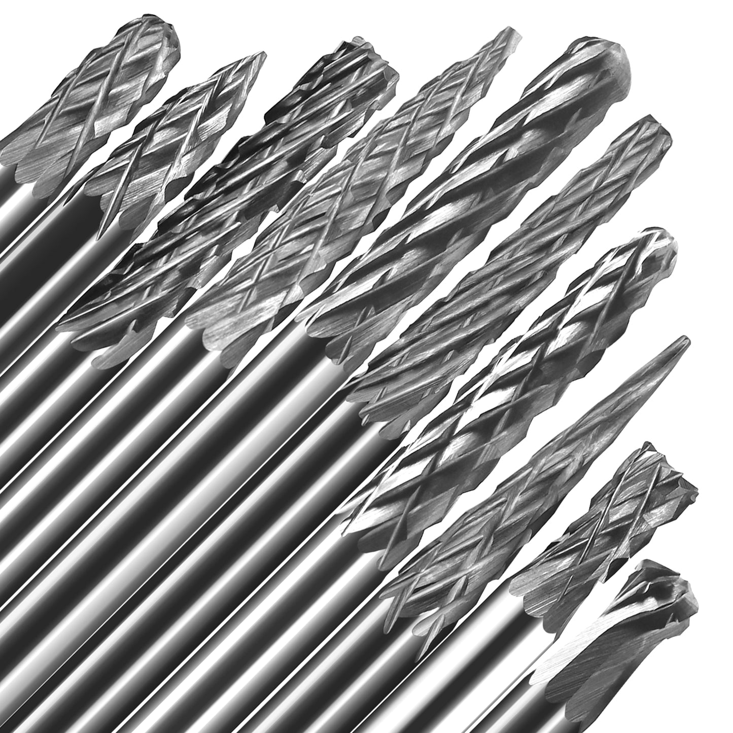 Carbide Burrs Cutters Set Double Cut 3mm 1/8" Inch Shank Diameter Carving Power Tool Parts 20Pcs