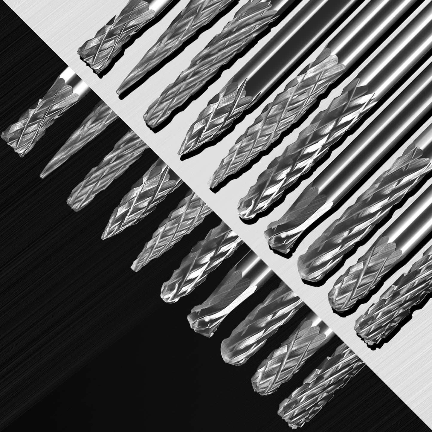 Carbide Burrs Cutters Set Double Cut 3mm 1/8" Inch Shank Diameter Carving Power Tool Parts 20Pcs