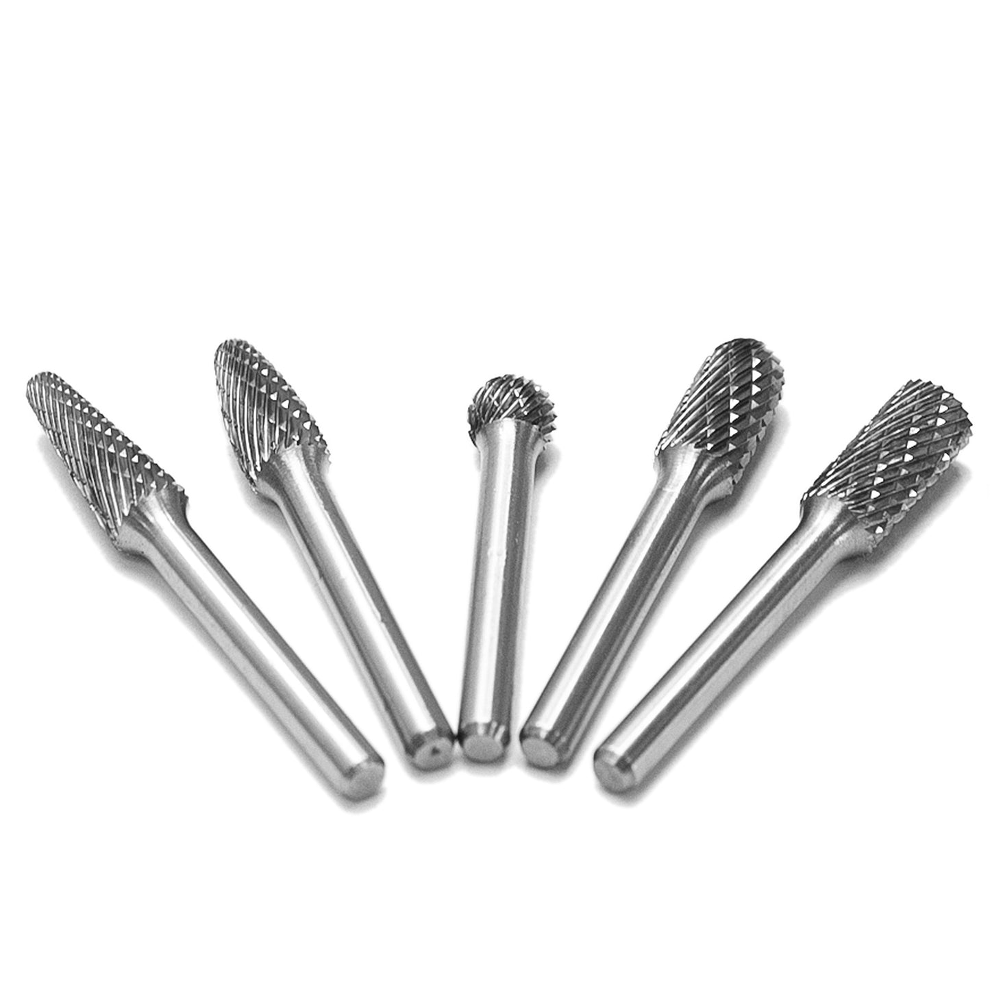 5 PCS Tungsten Carbide Burr Set 1/4 inch ( 6.35 mm) Shank Diameter Rotary Burr File,Set of 5 Pcs