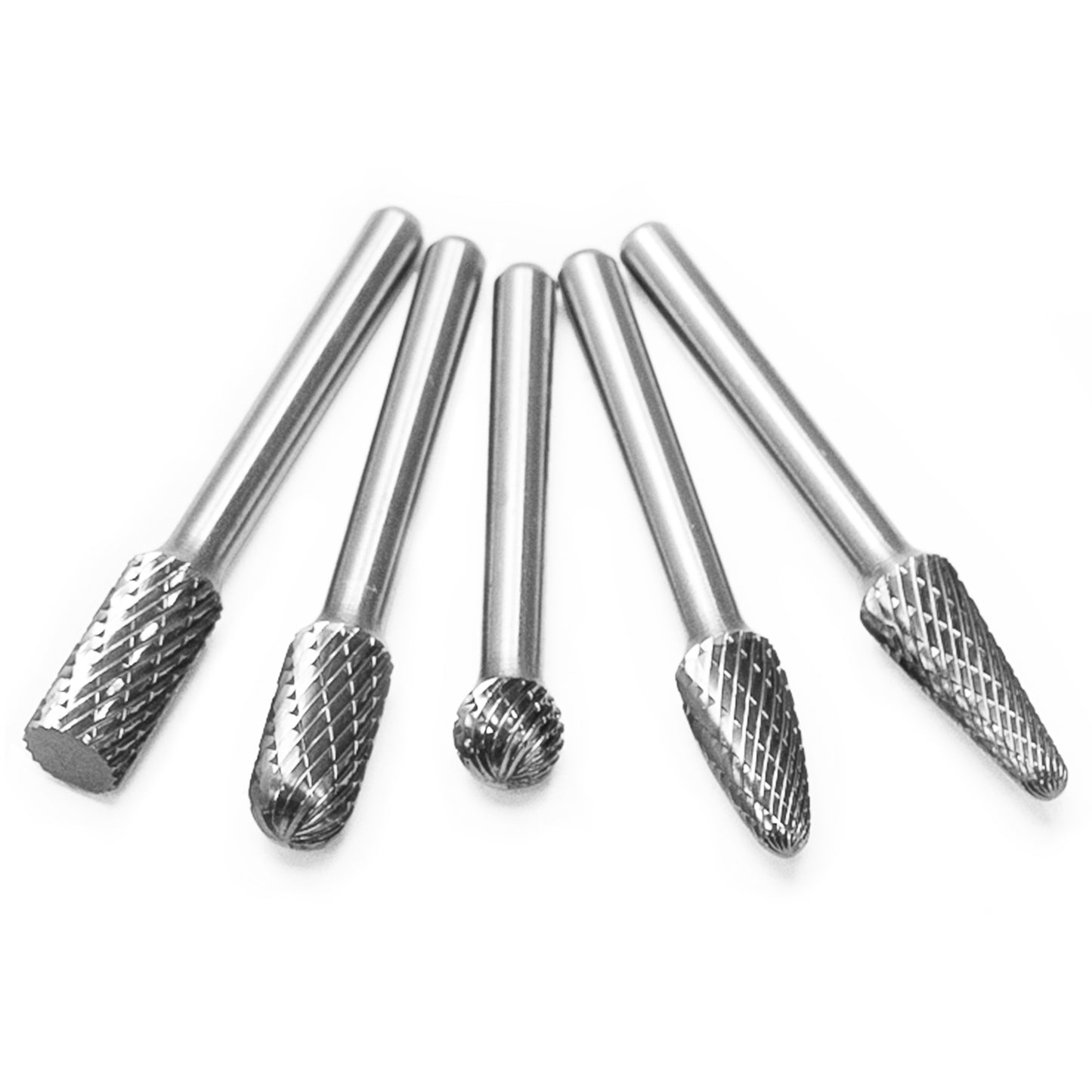 5 PCS Tungsten Carbide Burr Set 1/4 inch ( 6.35 mm) Shank Diameter Rotary Burr File,Set of 5 Pcs