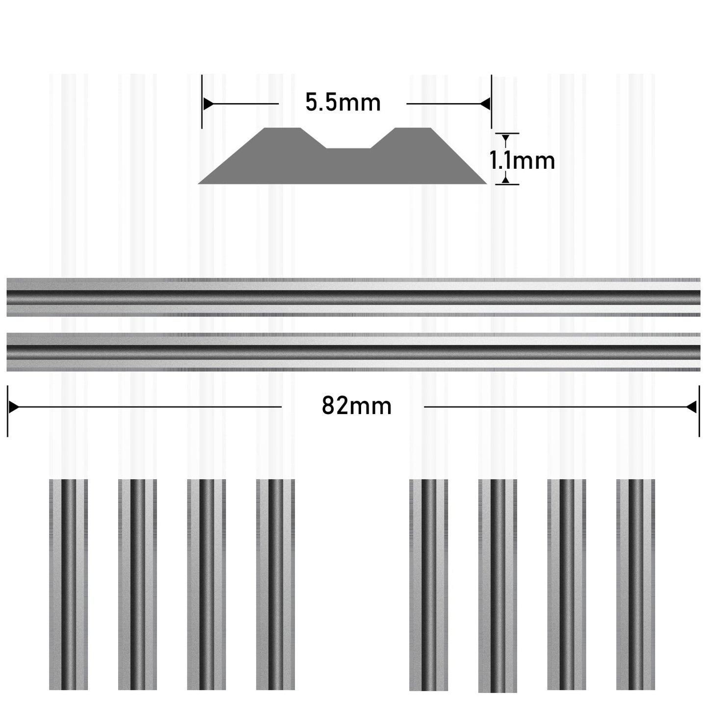 3-1/4 Inch Solid Tungsten Carbide Planer Blades for WEN 6530, Makita 1900B, Hitachi P20V,Freud FE82, 82X5.5X1.1mm, 2Pcs