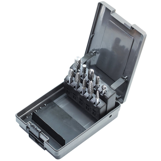 Tungsten Carbide Burr Set 1/4 inch ( 6.35 mm) Shank Diameter Rotary Burr File,Set of 10 Pcs