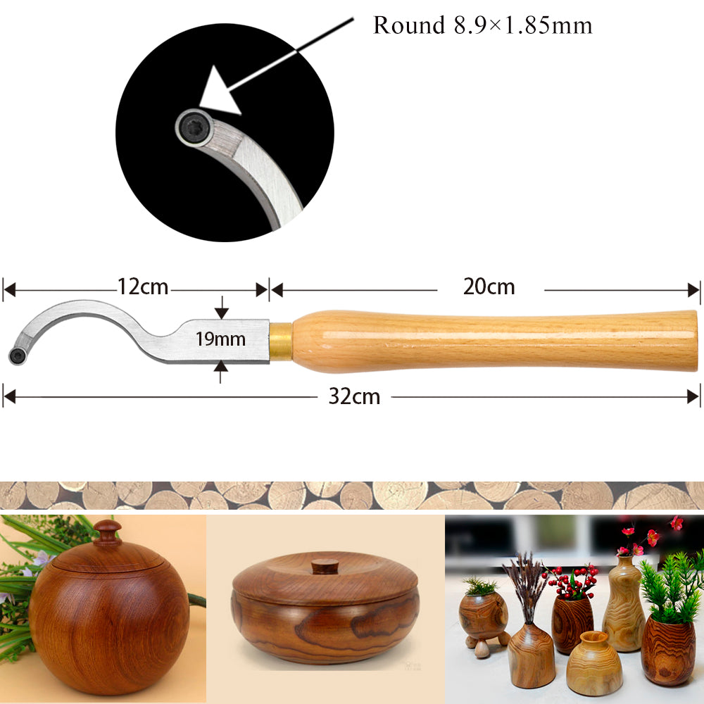 Woodturning Lathe Tools 12-3/5" Set Carbide Tipped Hollower Finisher Rougher Detailer with Wooden Handle 320 mm