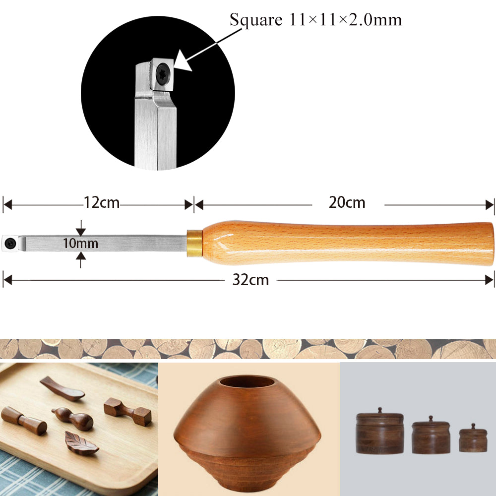 Woodturning Lathe Tools 12-3/5" Set Carbide Tipped Hollower Finisher Rougher Detailer with Wooden Handle 320 mm