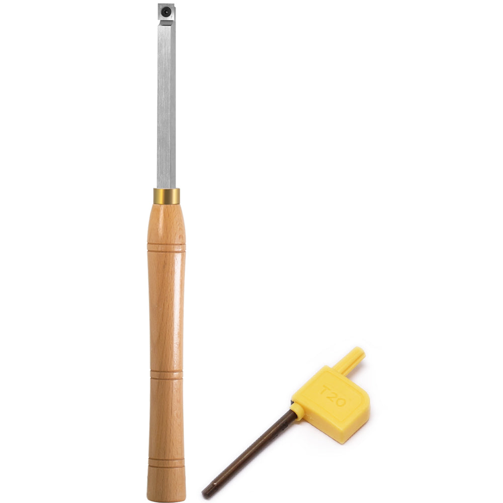 Woodturning Mid Rougher Carbide Tipped 14mm Square Carbide Insert Wood Turning Lathe Tool Bar with Solid Wooden Handle 400mm