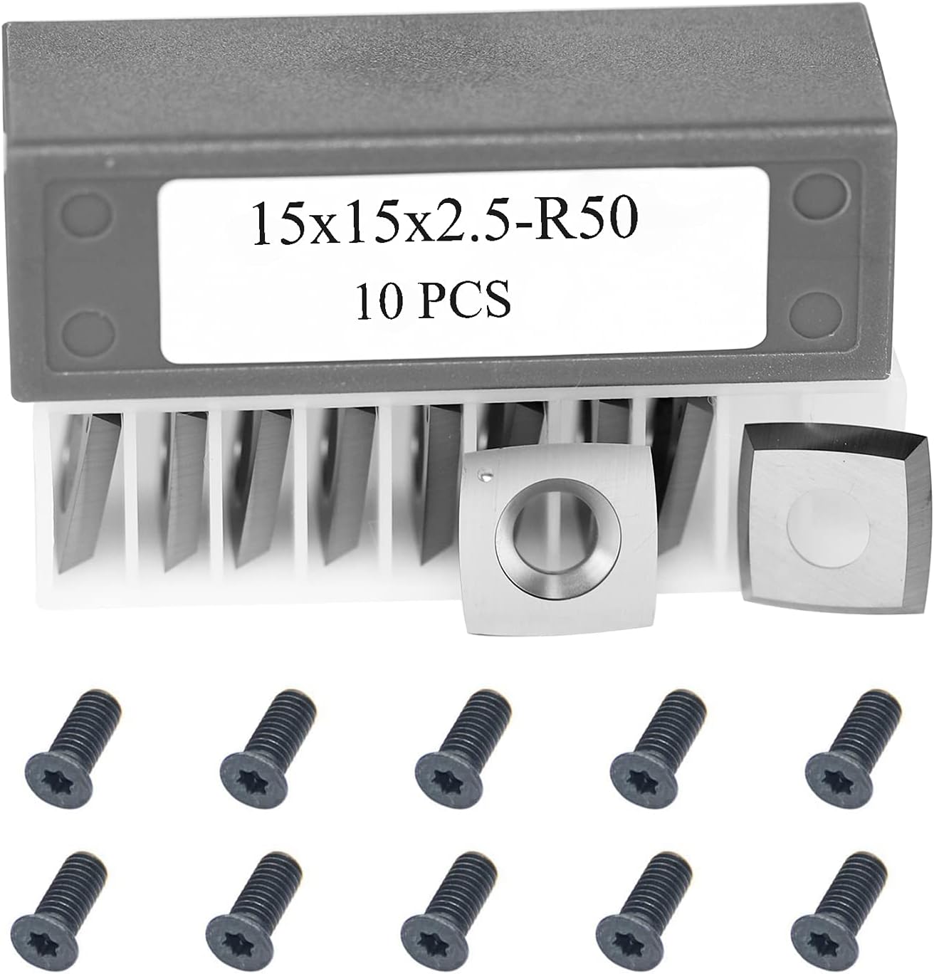 Woodworking Carbide Inserts Cutters 15x15x2.5mm-30°-R50 Replacement Knife for Grizzly Woodmaster Jointer Spiral Helical Cutterheads