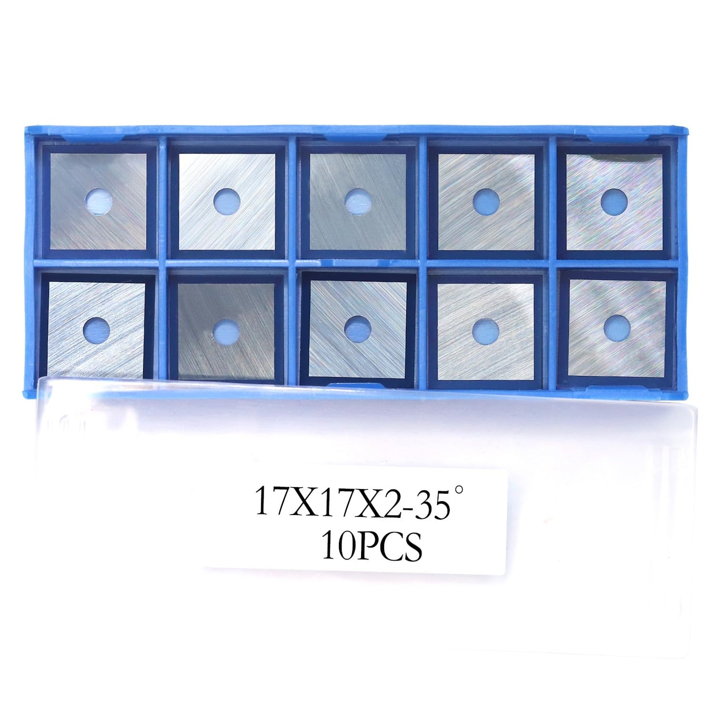 Woodworking Carbide Inserts 17x17x2mm-35°,4-Edge Reversible Knives Square Blades for Spiral Helical Cutter Heads