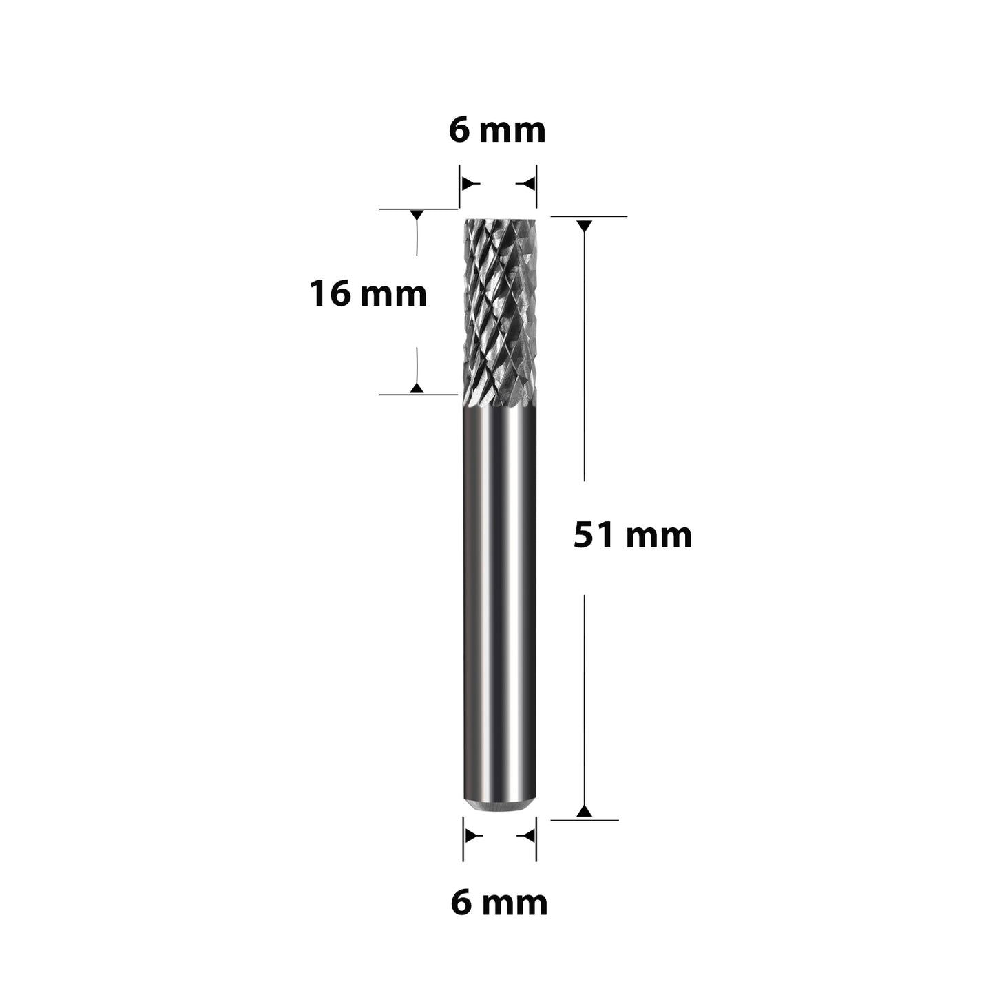 SA-1 Tungsten Carbide Burr 1/4 inch ( 6.35 mm) Shank Cylinder Shape Double Cut Rotary File