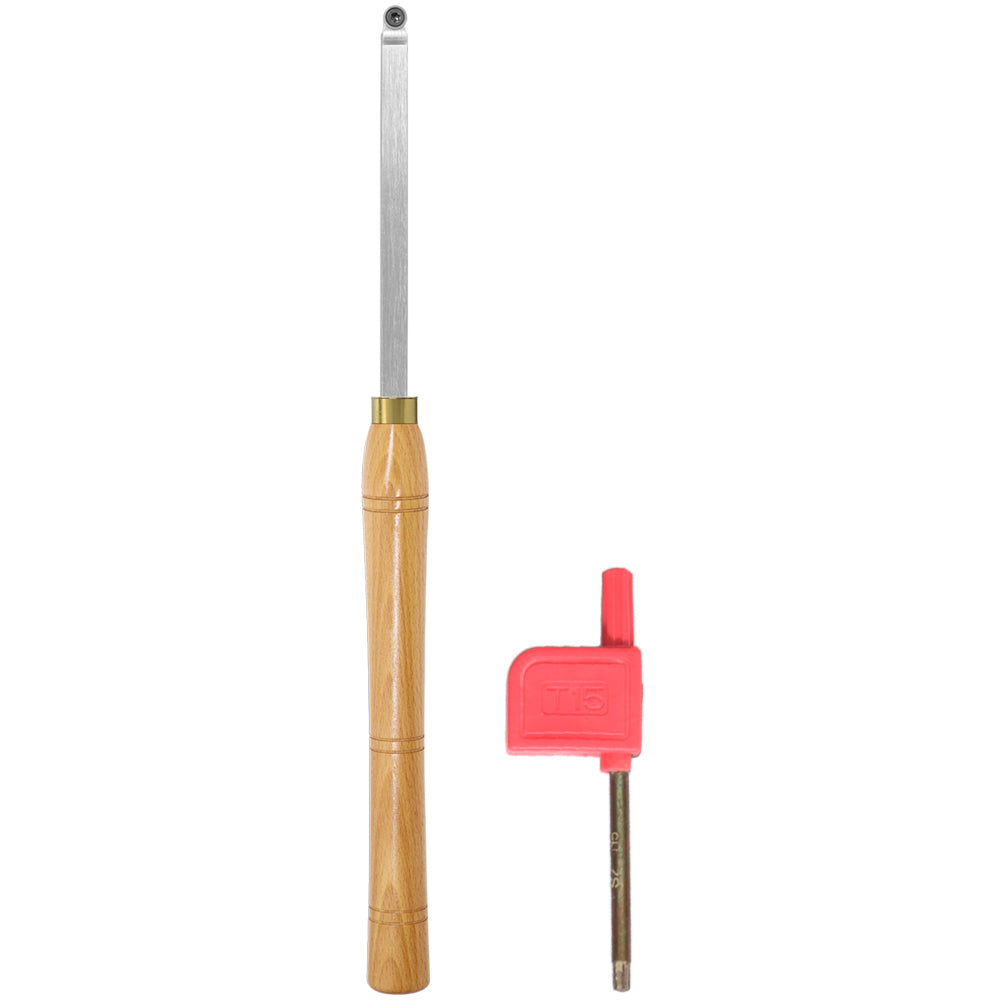 Woodturning Finisher Carbide Tipped 8.9mm Round Ci5 Carbide Insert Wood Turning Lathe Tool Bar with Solid Wooden Handle 400mm