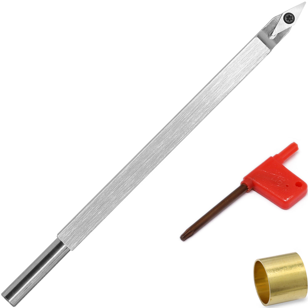 Woodturning Tool Detailer Carbide Tipped Lathe Chisel Tool Bar with VEMN 160208 Diamond Tungsten Carbide Insert Cutter for Wood DIY