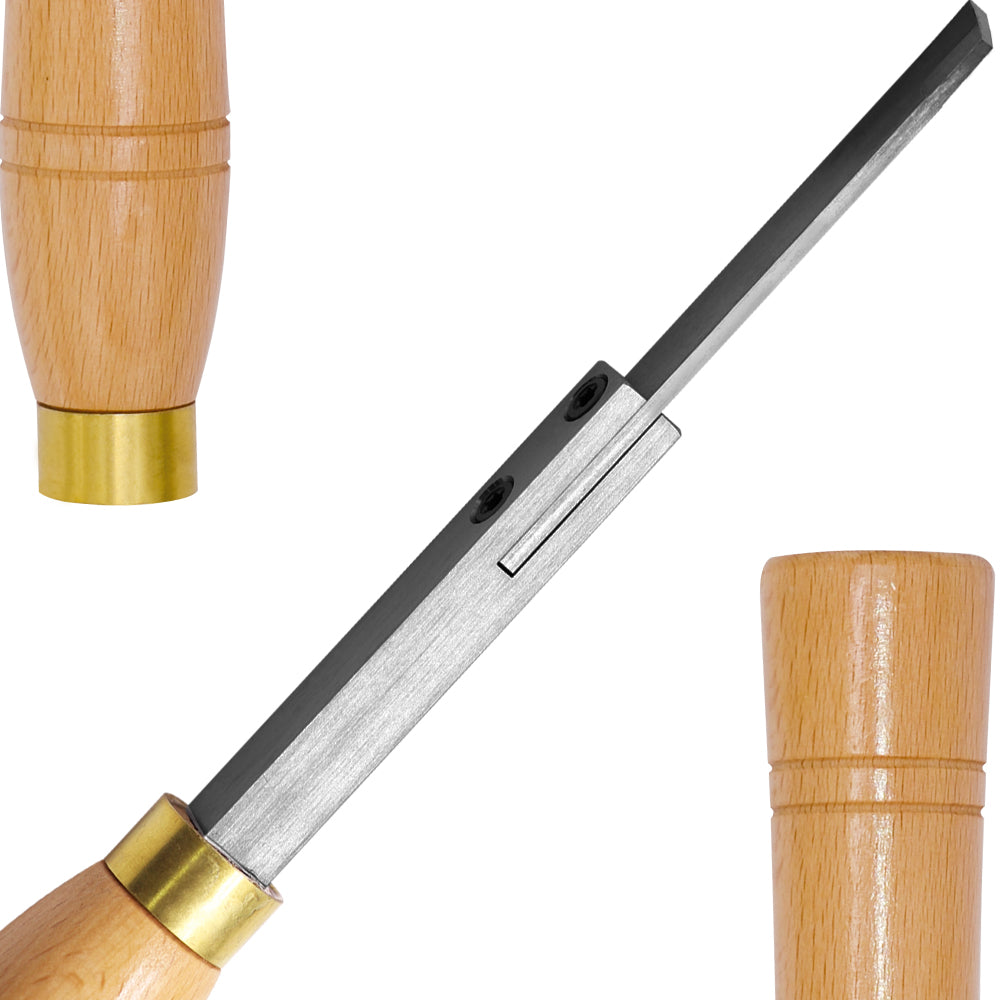Woodturning Parting Tool Carbide Tipped Grooving Lathe Tool with Solid Wooden Handle 400mm