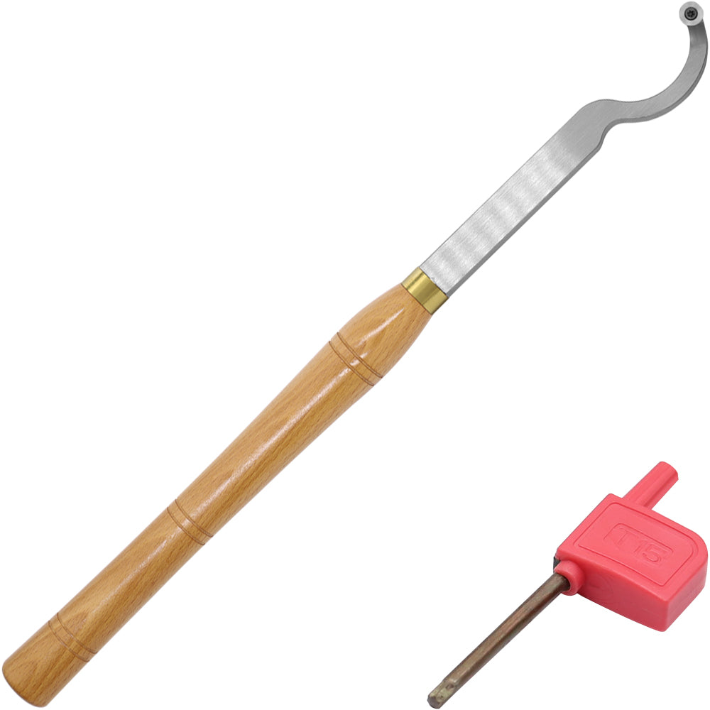 Woodturning Swan Neck Hollower Slight Curve with Ci3 12 mm Round Carbide Insert Blade Carbide Tipped Turning Lathe Chisel Tool with Solid Wooden Handle 500 mm