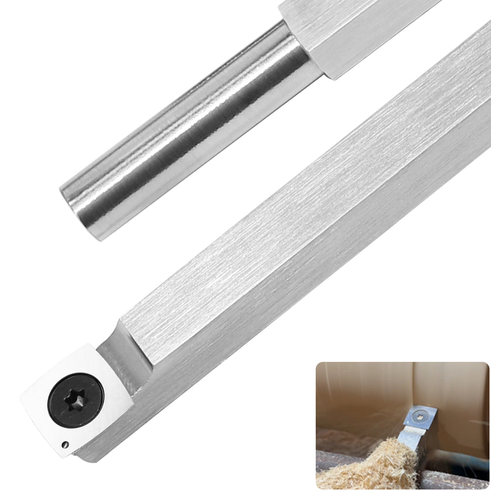 Woodturning Tool Rougher Carbide Tipped Lathe Chisel Bar with 15mm Square Face Radius Carbide Insert Blade
