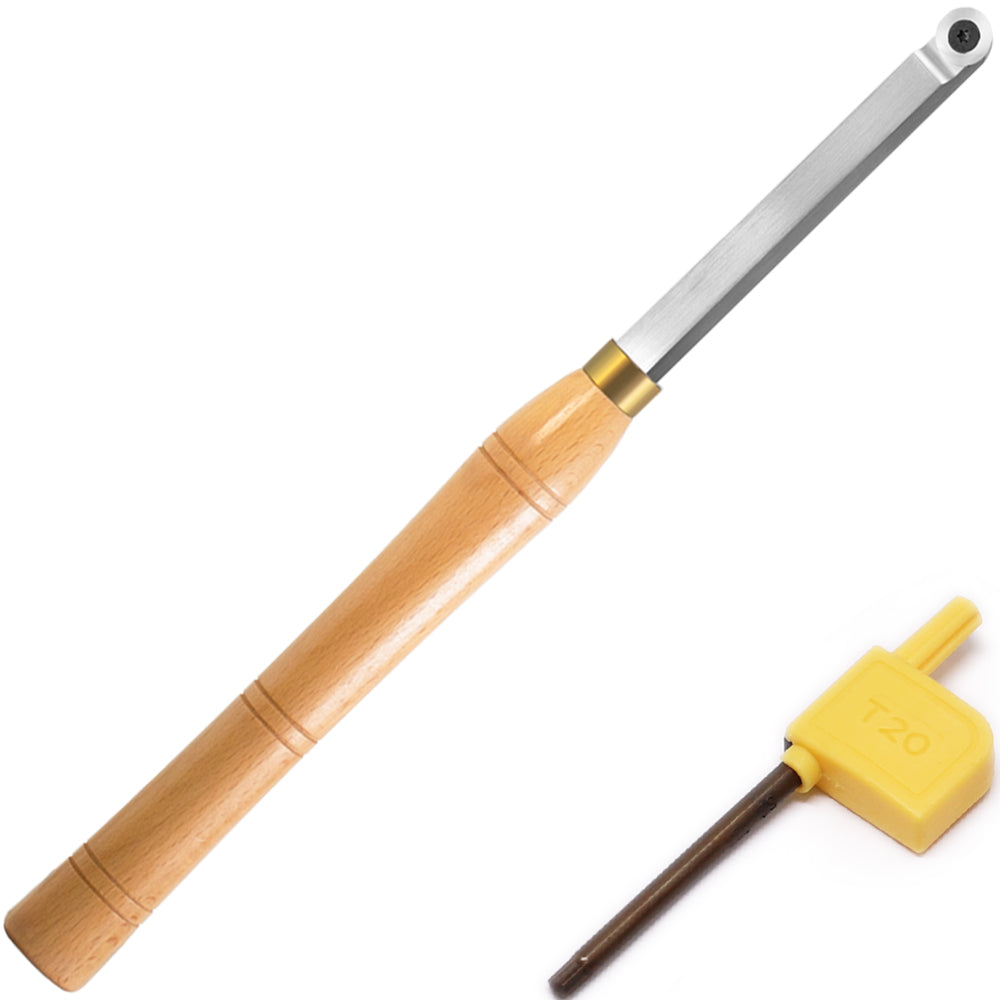 Woodturning Finisher Carbide Tipped 18mm Round Carbide Insert Wood Turning Lathe Tool Bar with Solid Wooden Handle 400mm