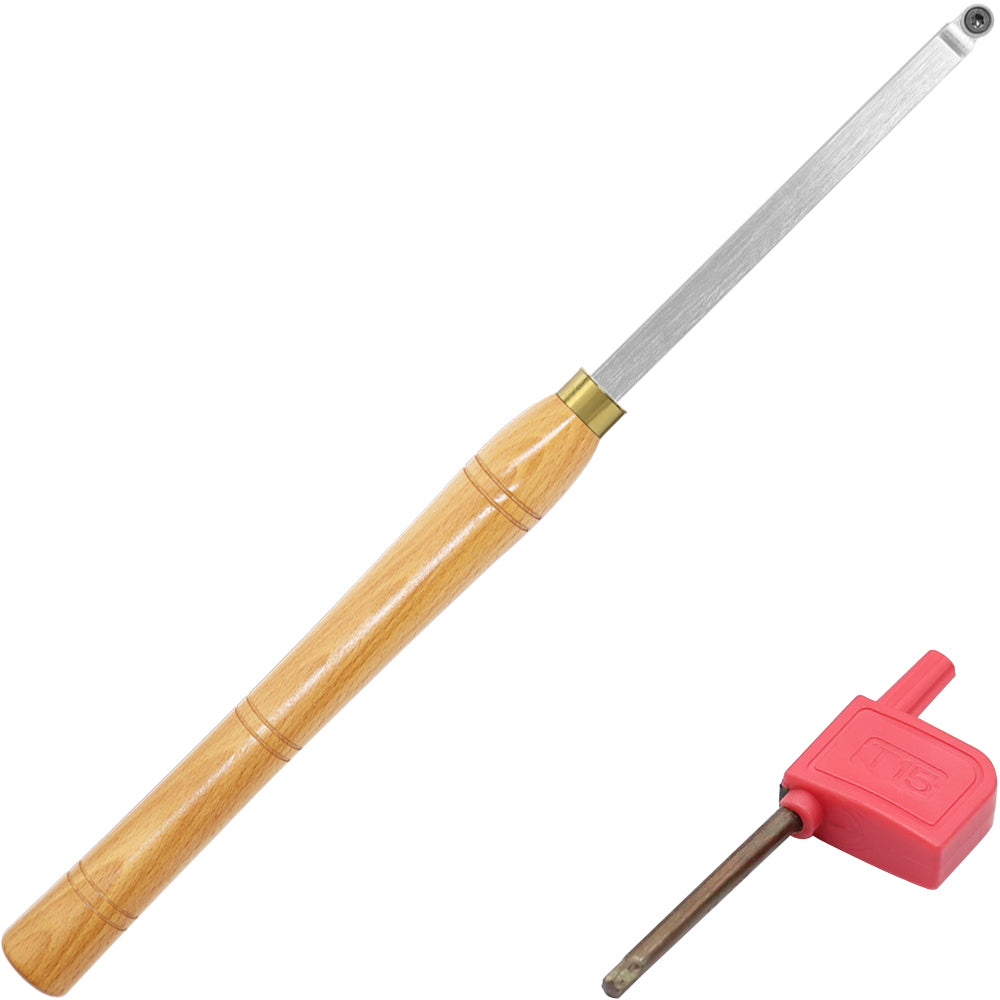Woodturning Finisher Ci5 8.9mm Round Carbide Insert Blade Carbide Tipped Turning Lathe Chisel Tool with Solid Wooden Handle 500mm