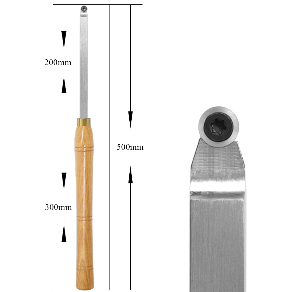 Woodturning Finisher Ci5 8.9mm Round Carbide Insert Blade Carbide Tipped Turning Lathe Chisel Tool with Solid Wooden Handle 500mm