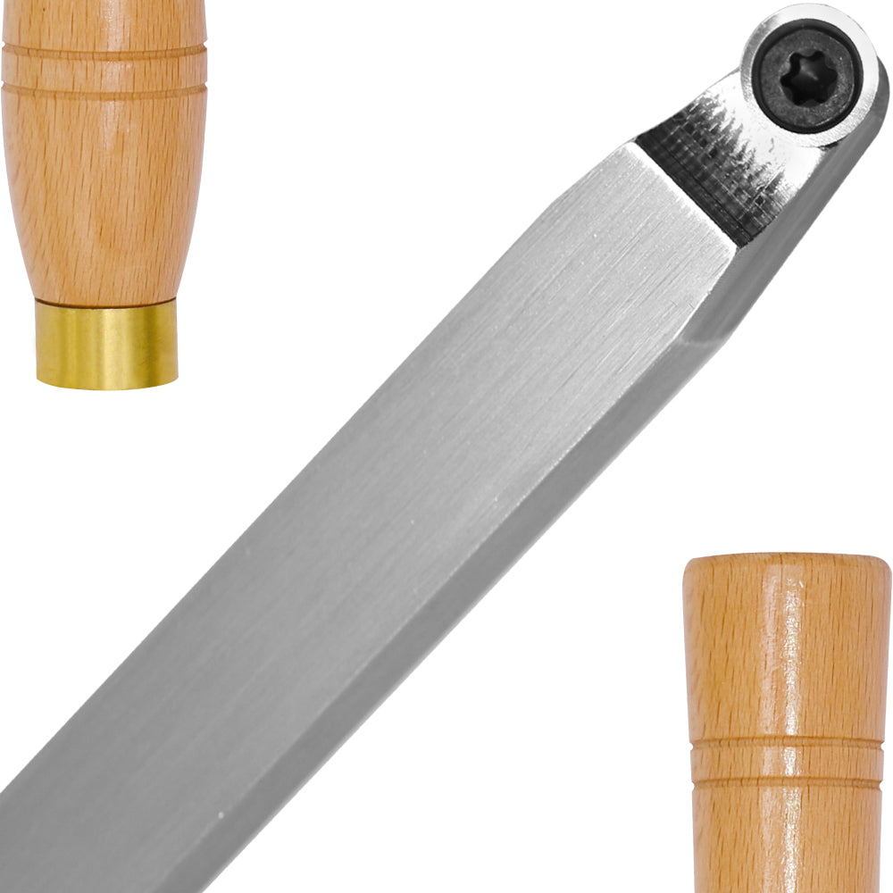 Woodturning Finisher Ci5 8.9mm Round Carbide Insert Blade Carbide Tipped Turning Lathe Chisel Tool with Solid Wooden Handle 500mm
