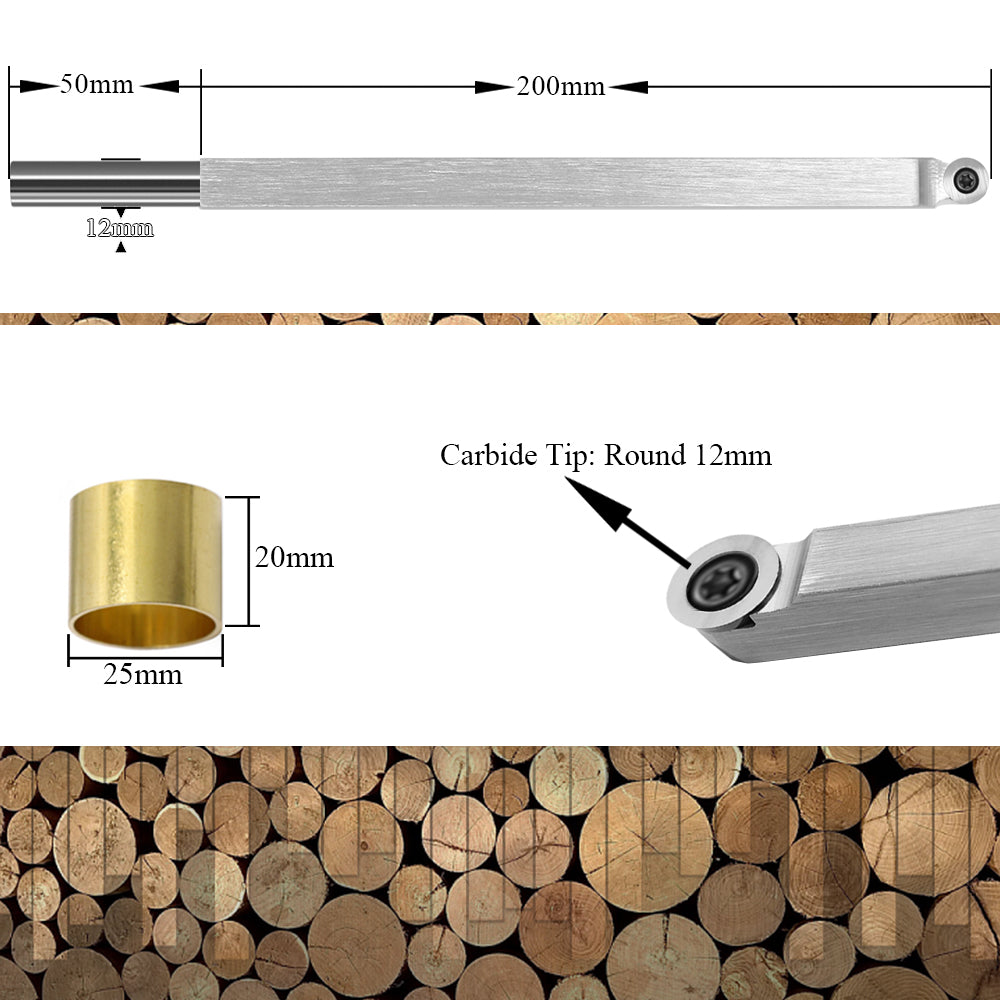 Wood Lathe Turning Tools Finisher Tool Bar with Ci3 12mm Round Carbide Insert Cutter