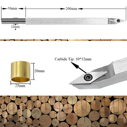 Woodturning Tool Detailer Carbide Tipped Lathe Chisel Bar With VEMN 160202 Diamond Carbide Insert Cutter for Wood DIY