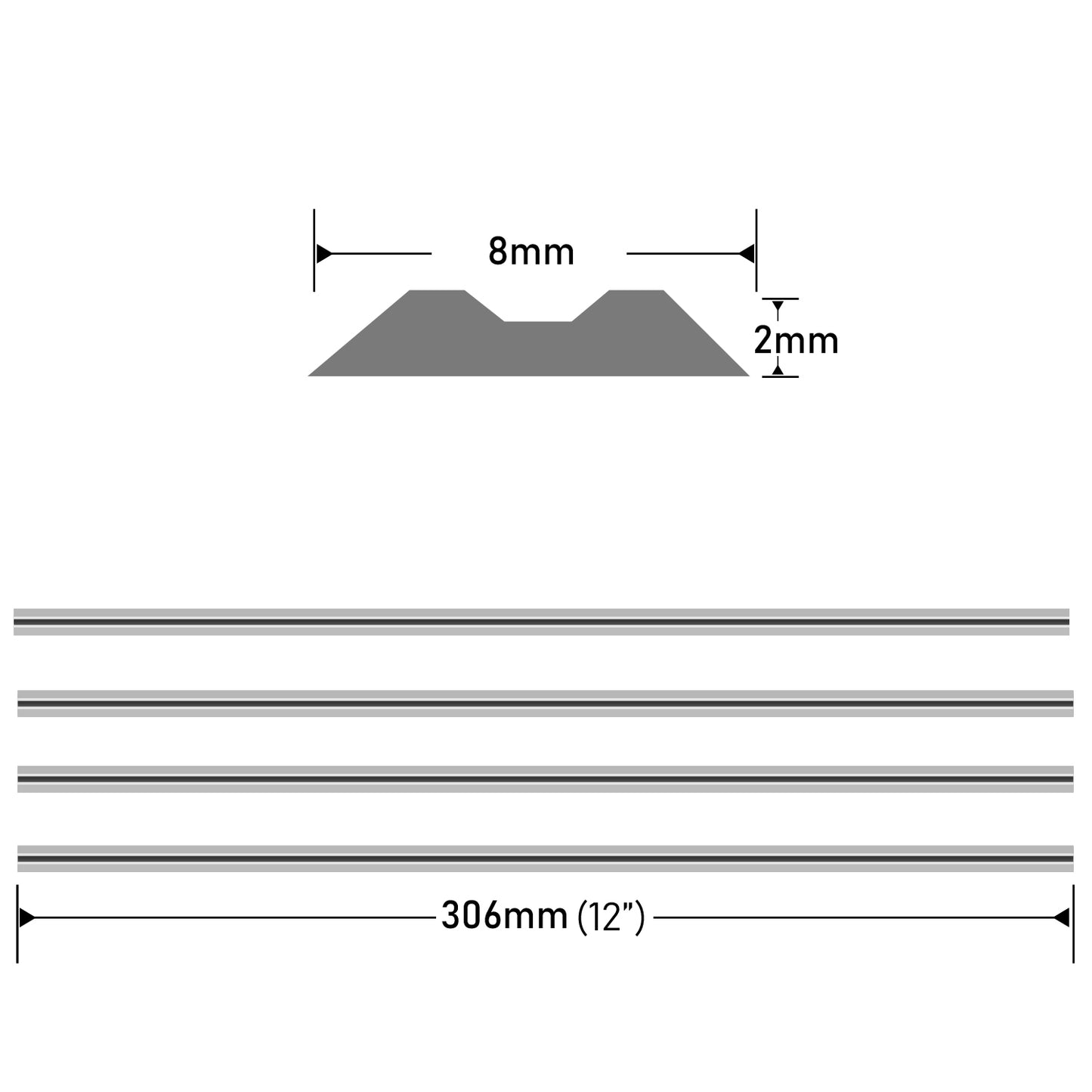 12"Inch HSS Planer Blades Knives 2-Edge for Makita 2012 and 2012NB Thickness Planer, 2Pcs/4Pcs, 306x8x2mm
