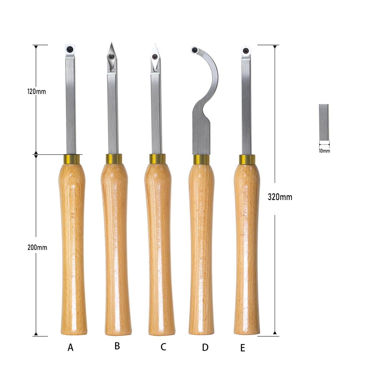 Woodturning Lathe Tools 12-3/5" Set Carbide Tipped Hollower Finisher Rougher Detailer with Wooden Handle 320 mm