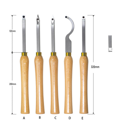 Woodturning Lathe Tools 12-3/5" Set Carbide Tipped Hollower Finisher Rougher Detailer with Wooden Handle 320 mm
