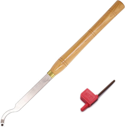 Woodturning Swan Neck Hollower Slight Curve with Ci3 12 mm Round Carbide Insert Blade Carbide Tipped Turning Lathe Chisel Tool with Solid Wooden Handle 500 mm