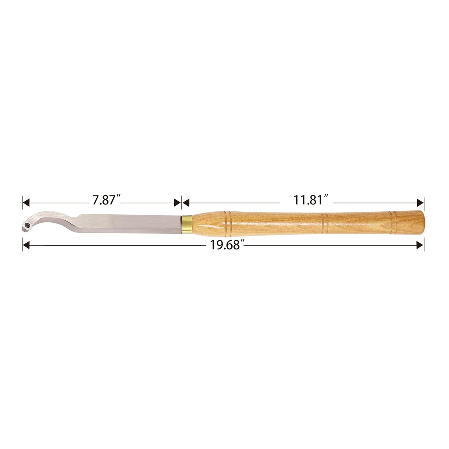 Woodturning Swan Neck Hollower Slight Curve with Ci3 12 mm Round Carbide Insert Blade Carbide Tipped Turning Lathe Chisel Tool with Solid Wooden Handle 500 mm