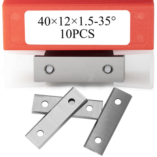 Carbide Inserts Cutters 40x12x1.5mm-35° 2-Edge Woodworking Replacement Knives for Groove Spiral Helical Planer Cutterheads