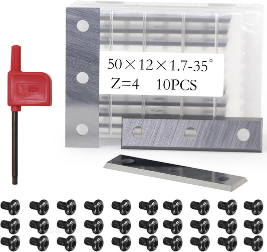 Woodworking Indexable Carbide Inserts Knife 50x12x1.7mm-35° Z=4  Reversible Cutter Replacement Blade for Surfacing Trimming Cutterheads or Hand Holder Scraper