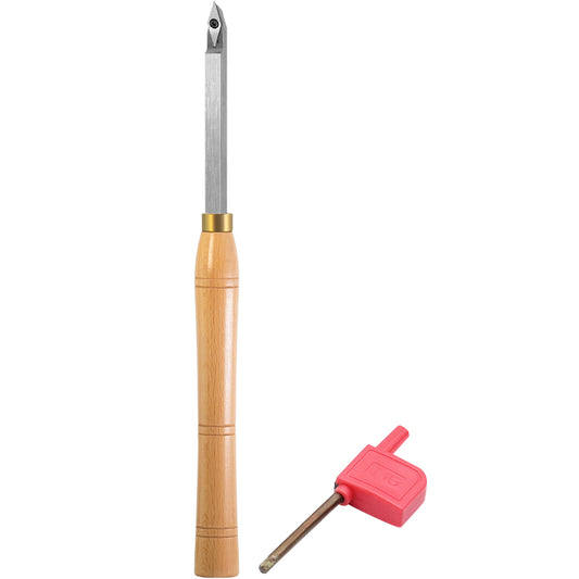 Woodturning  Mid Detailer Carbide Tipped VEMN 160202 Diamond Tungsten Carbide Insert Cutter Lathe Tool Bar with Solid Wooden Handle 400mm
