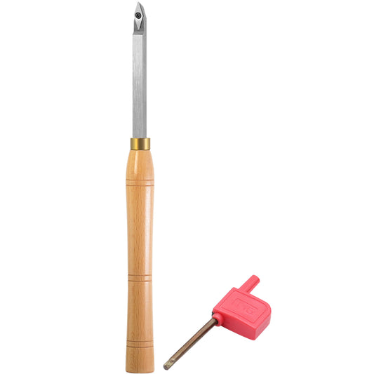 Woodturning Mid Detailer Lathe Tool Carbide Tipped VEMN 160208 Diamond Tungsten Carbide Insert Cutter with Solid Wooden Handle 400mm