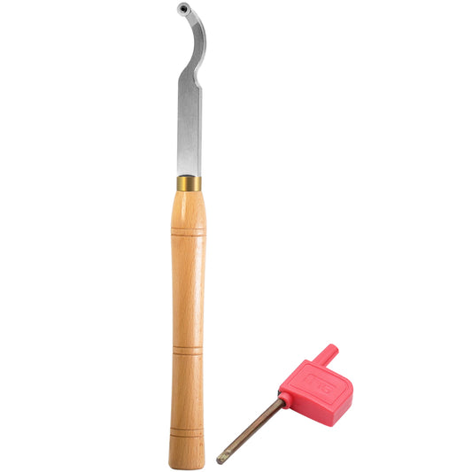 Woodturning  Swan Neck Slight Curve Hollower 12mm Ci3 Round Carbide Insert Blade Carbide Tipped Turning Lathe Chisel Tool with Solid Wooden Handle 400mm