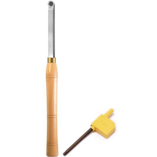 Woodturning Finisher Carbide Tipped Ci0 16mm Round Tungsten Carbide Insert Wood Turning Lathe Tool Bar with Solid Wooden Handle 400mm