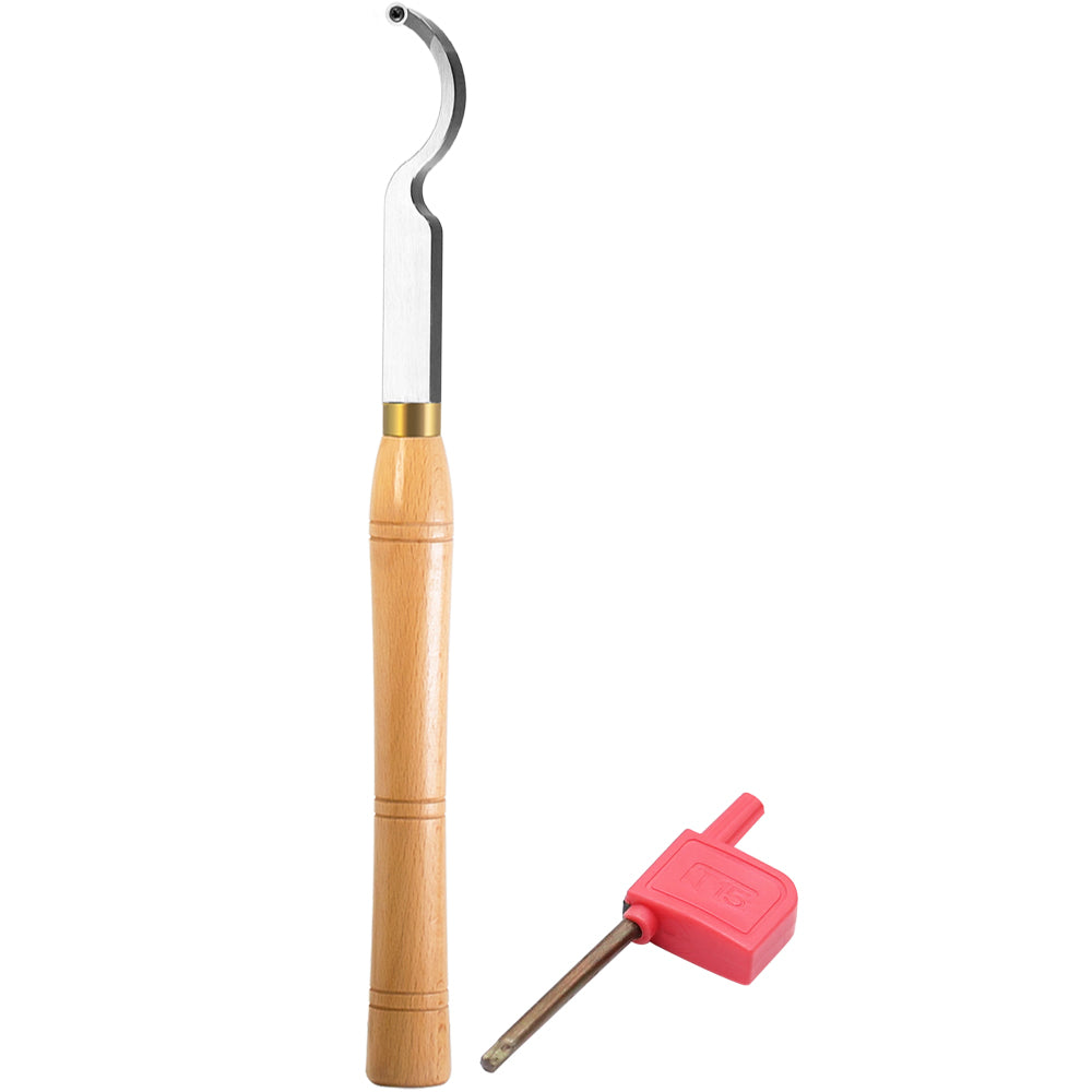 Woodturning Swan Neck Hollower 8.9mm Round Ci5 Carbide Insert Blade Carbide Tipped Turning Lathe Chisel Tool with Solid Wooden Handle 400mm