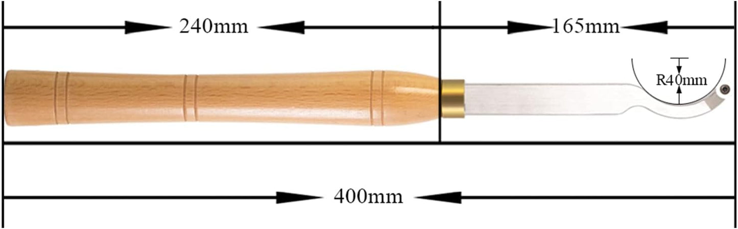 Woodturning Big Curve Hollower 12mm Ci3 Round Carbide Tipped Lathe Chisel Tool 400 mm