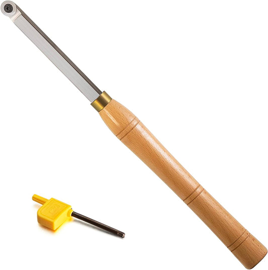 Woodturning Finisher Carbide Tipped 18mm Round Carbide Insert  Wood Turning Lathe Tool Bar with Solid Wooden Handle 400mm