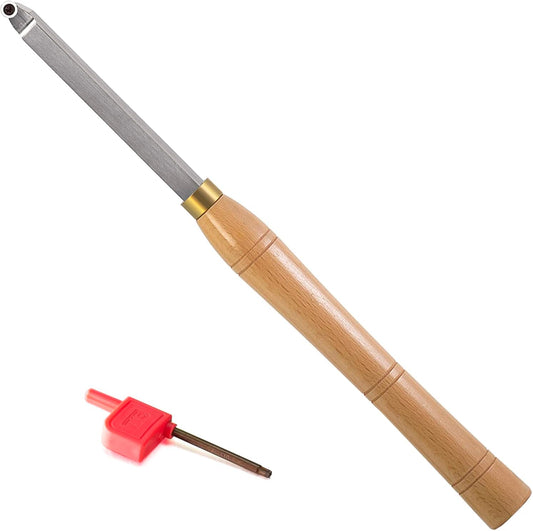 Woodturning Finisher Carbide Tipped 8.9mm Round Ci5 Carbide Insert  Wood Turning Lathe Tool Bar with Solid Wooden Handle 400mm