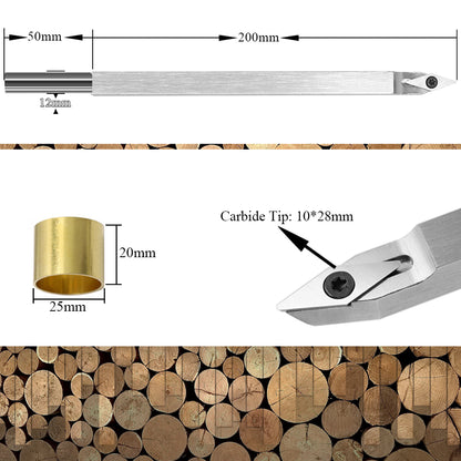 Woodturning Tool Detailer Carbide Tipped Lathe Chisel Tool Bar with  VEMN 160208 Diamond Tungsten Carbide Insert Cutter for Wood DIY