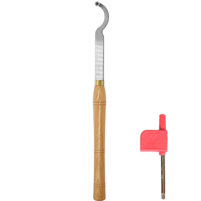 Woodturning Swan Neck Hollower Slight Curve with Ci3 12 mm Round Carbide Insert Blade Carbide Tipped Turning Lathe Chisel Tool with Solid Wooden Handle 500 mm