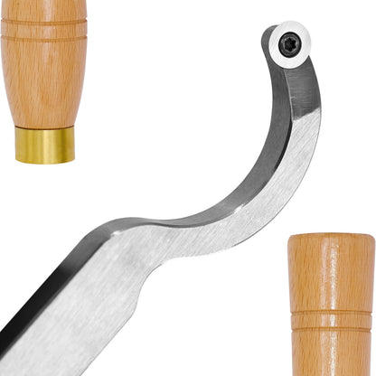 Woodturning Swan Neck Hollower Slight Curve with Ci3 12 mm Round Carbide Insert Blade Carbide Tipped Turning Lathe Chisel Tool with Solid Wooden Handle 500 mm