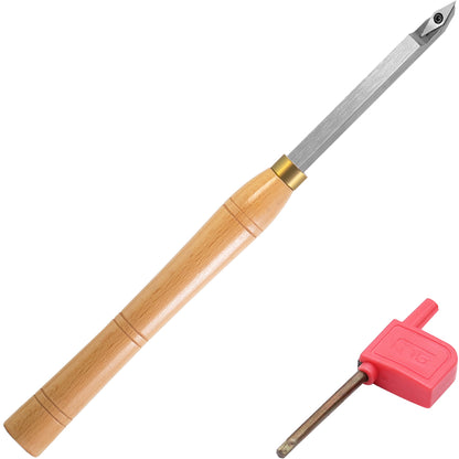 Woodturning  Mid Detailer Carbide Tipped VEMN 160202 Diamond Tungsten Carbide Insert Cutter Lathe Tool Bar with Solid Wooden Handle 400mm