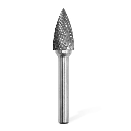 SG-5 Tungsten Carbide Burr Pointed Tree Shape 1/4 inch ( 6.35 mm) Shank Diameter Rotary Burr File