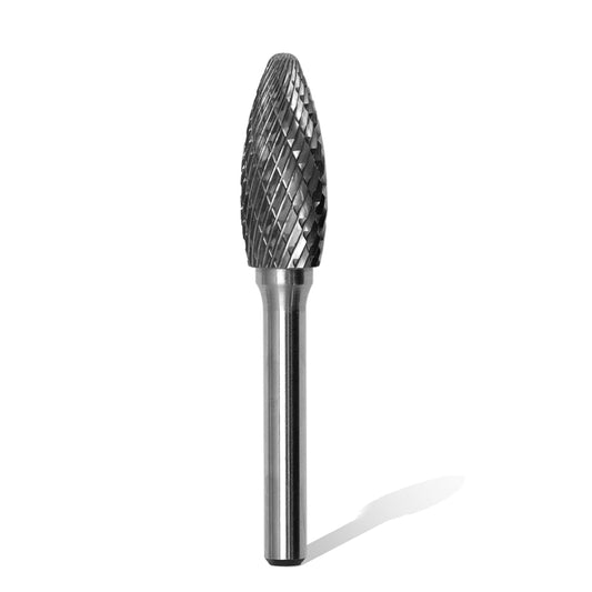 SH-5 Tungsten Carbide Burr Flame Shape 1/4 inch ( 6.35 mm) Shank Rotary Burr File